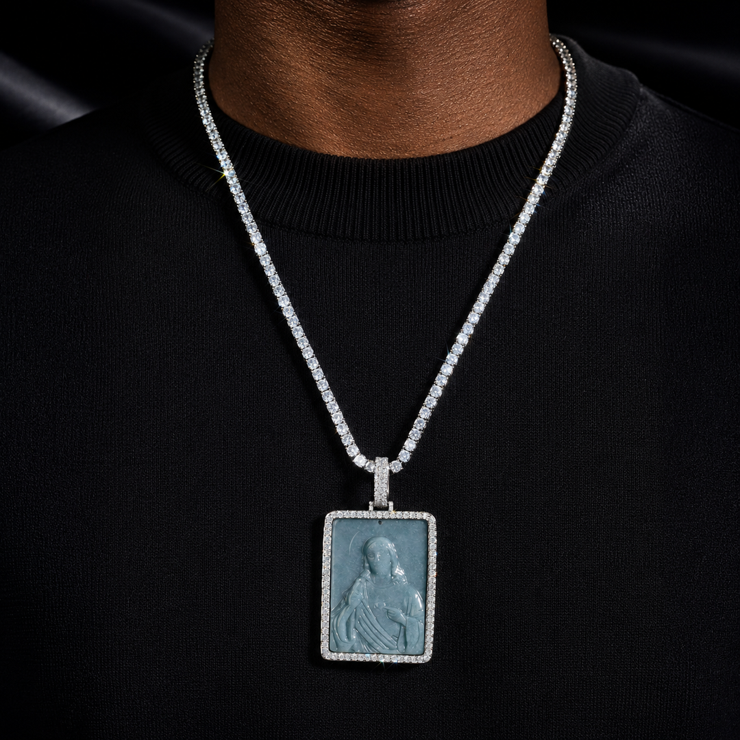 Jade Jesus Pendant - Moissanite & S925 - ICECLIQUE JEWELRY 