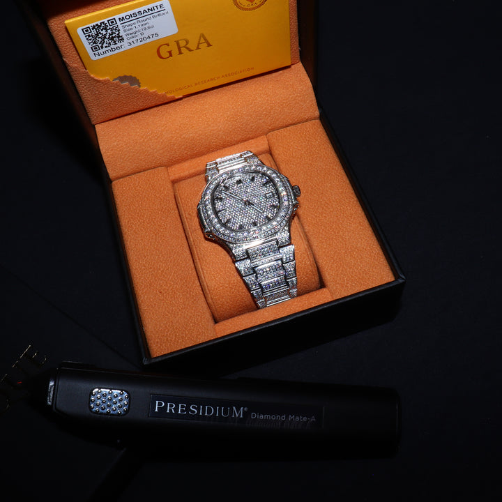 Fully Iced VVS1 Miami Watch - Moissanite - White Gold