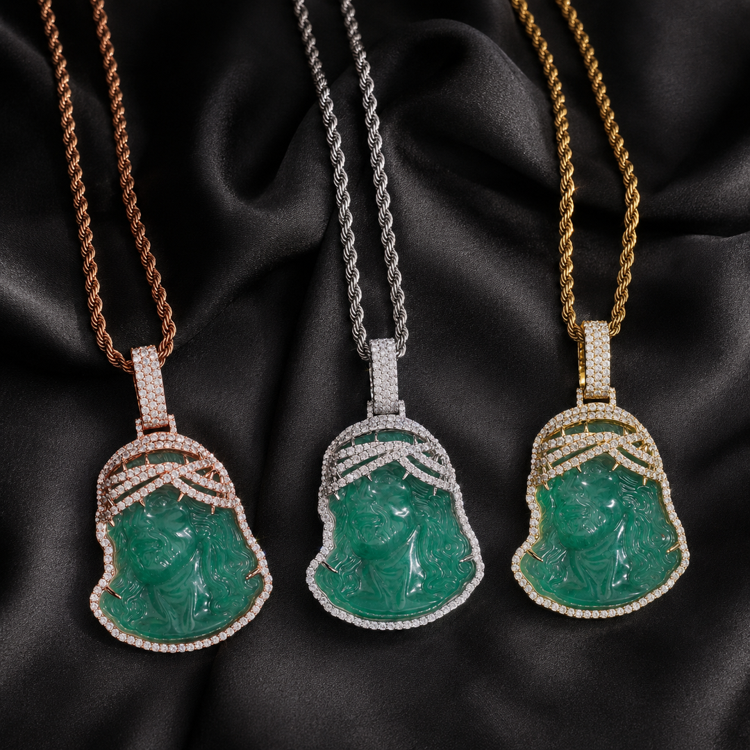 Jade Christ Pendant - Moissanite & S925 - ICECLIQUE JEWELRY 