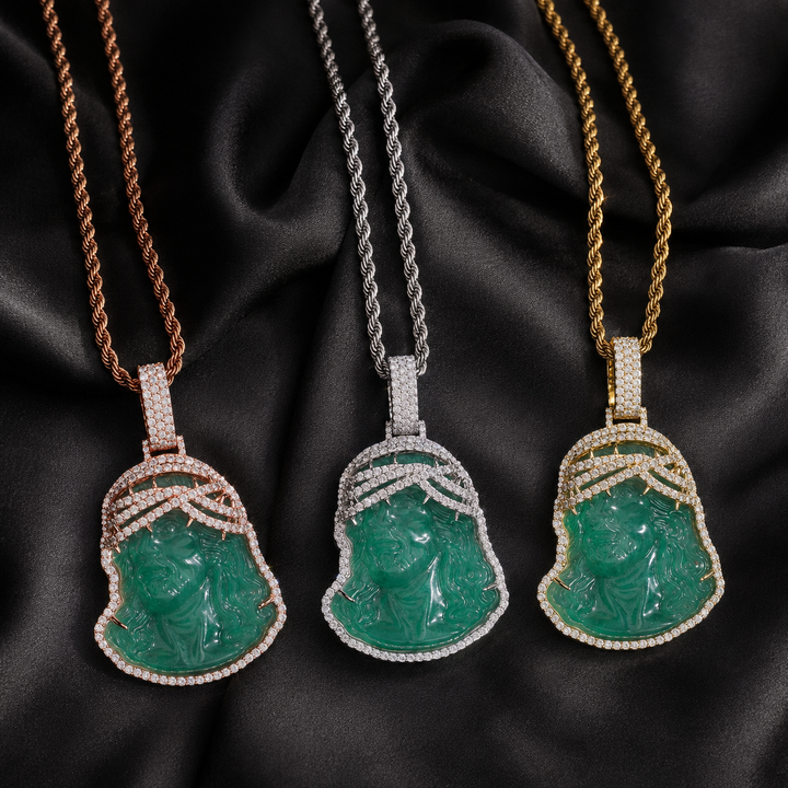 Jade Christ Pendant - Moissanite & S925 - ICECLIQUE JEWELRY 
