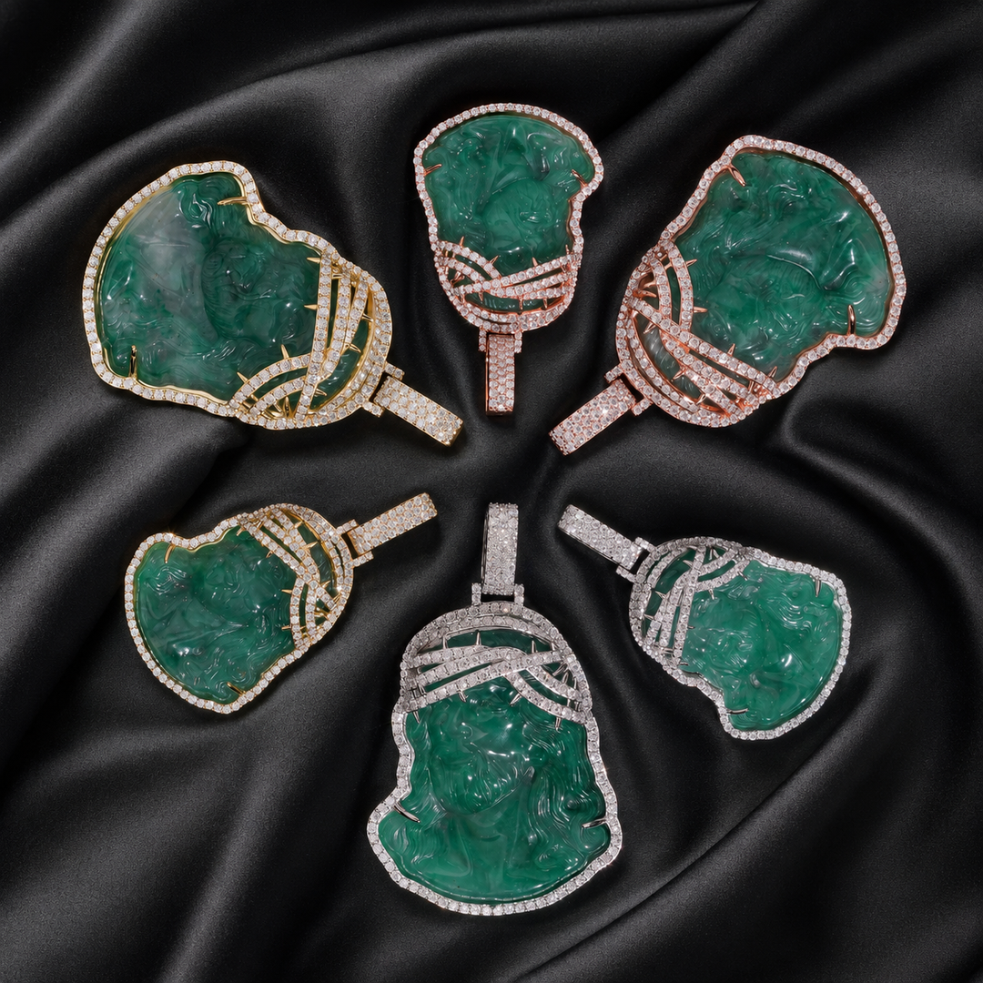 Jade Christ Pendant - Moissanite & S925 - ICECLIQUE JEWELRY 