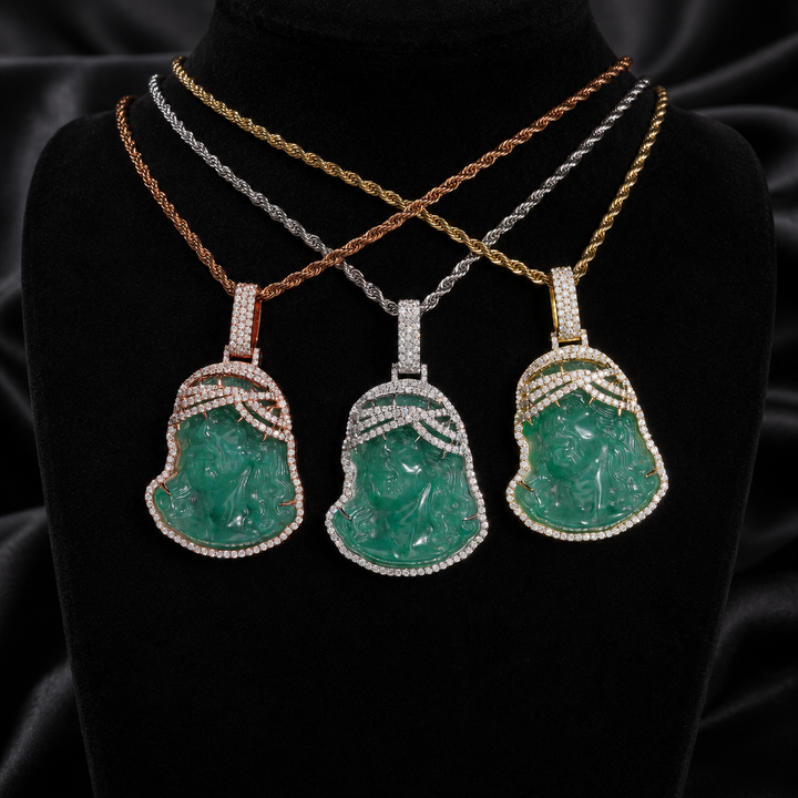 Jade Christ Pendant - Moissanite & S925 - ICECLIQUE JEWELRY 