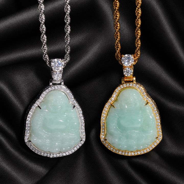 Jade Buddha Pendant - Moissanite & S925 - ICECLIQUE JEWELRY 