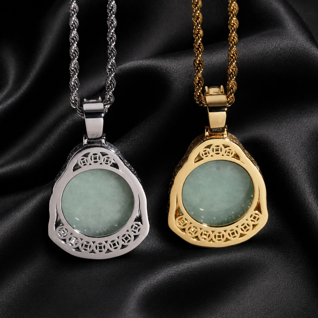 Jade Buddha Pendant - Moissanite & S925 - ICECLIQUE JEWELRY 