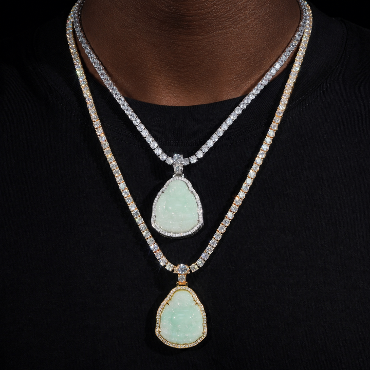 Jade Buddha Pendant - Moissanite & S925 - ICECLIQUE JEWELRY 