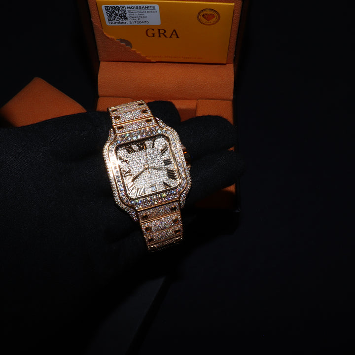 Fully Iced VVS1 Valore Watch - Moissanite - Gold