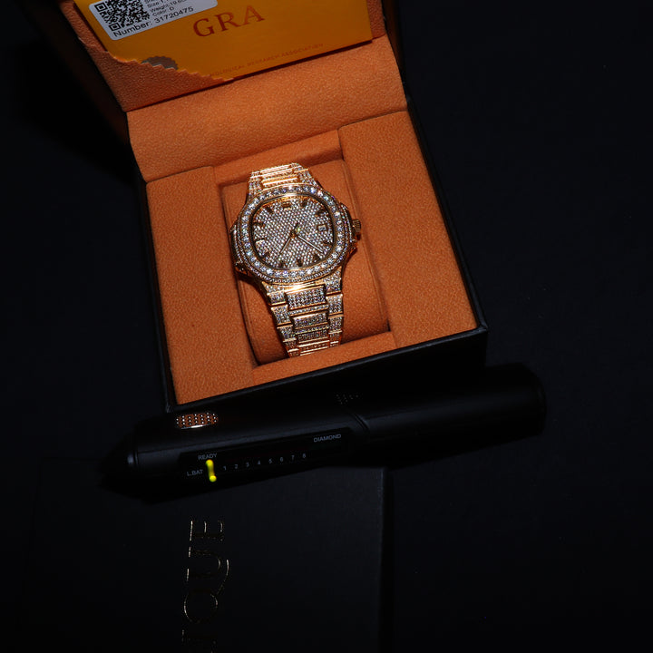 Fully Iced VVS1 Miami Watch - Moissanite - Gold