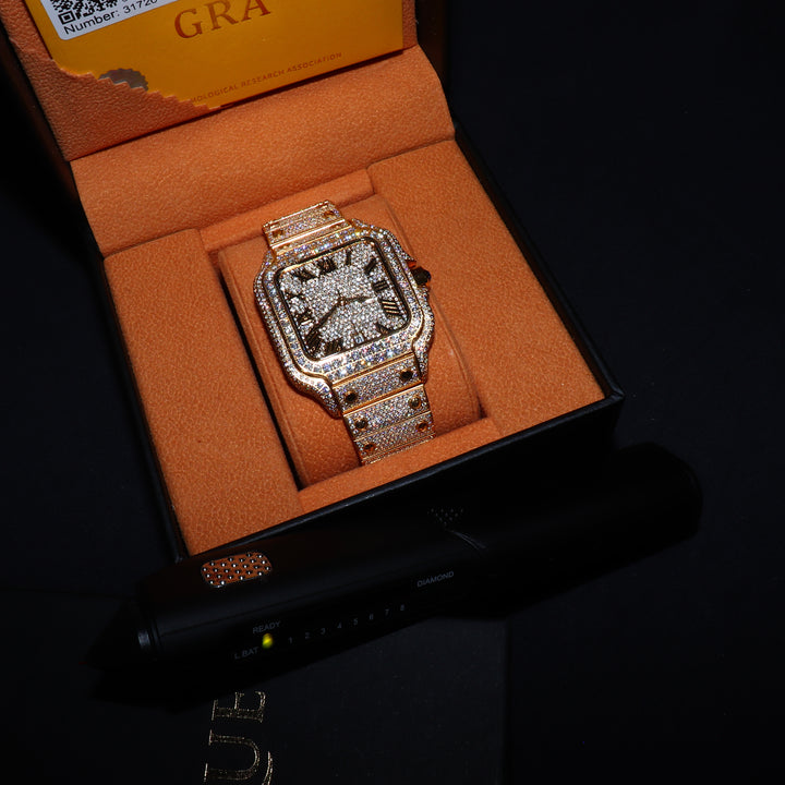 Fully Iced VVS1 Valore Watch - Moissanite - Gold