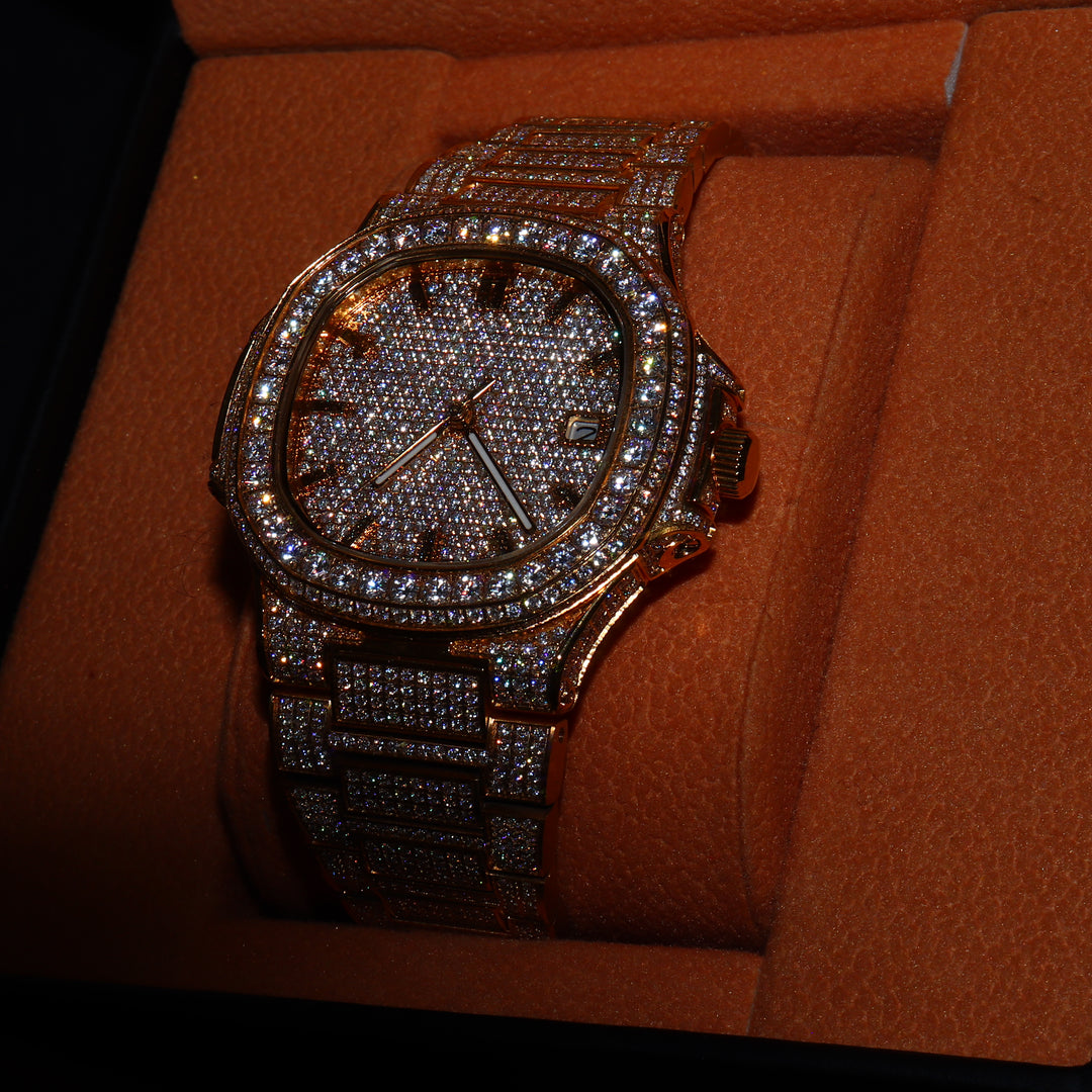 Fully Iced VVS1 Miami Watch - Moissanite - Gold