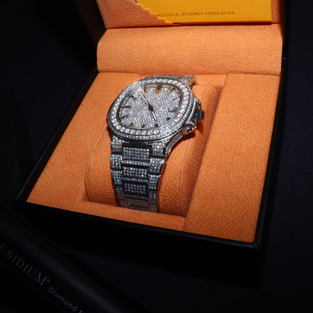 Fully Iced VVS1 Miami Watch - Moissanite - White Gold