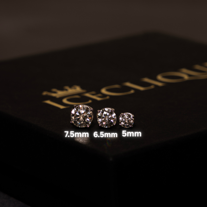 VVS1 5mm-7.5mm Solitaire Stud Earrings - Moissanite & S925