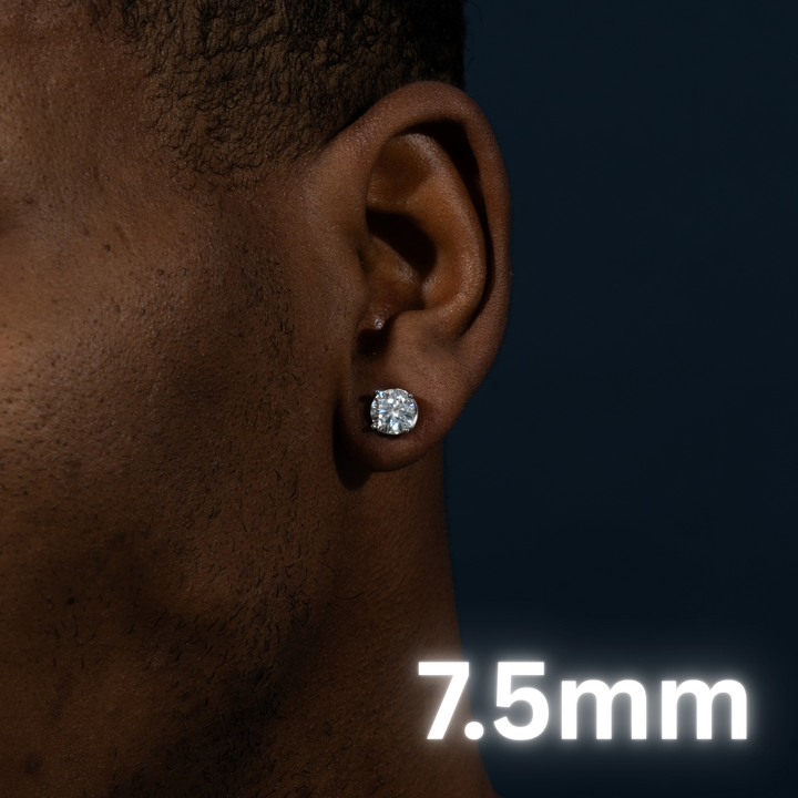 VVS1 5mm-7.5mm Solitaire Stud Earrings - Moissanite & S925