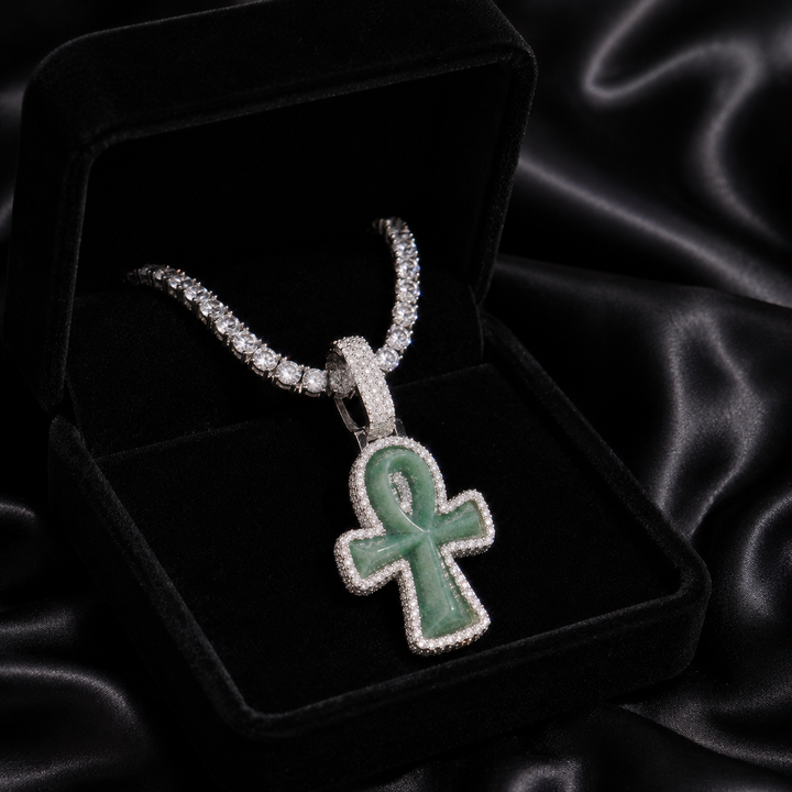 Jade Ankh Pendant - Moissanite & S925 - ICECLIQUE JEWELRY 
