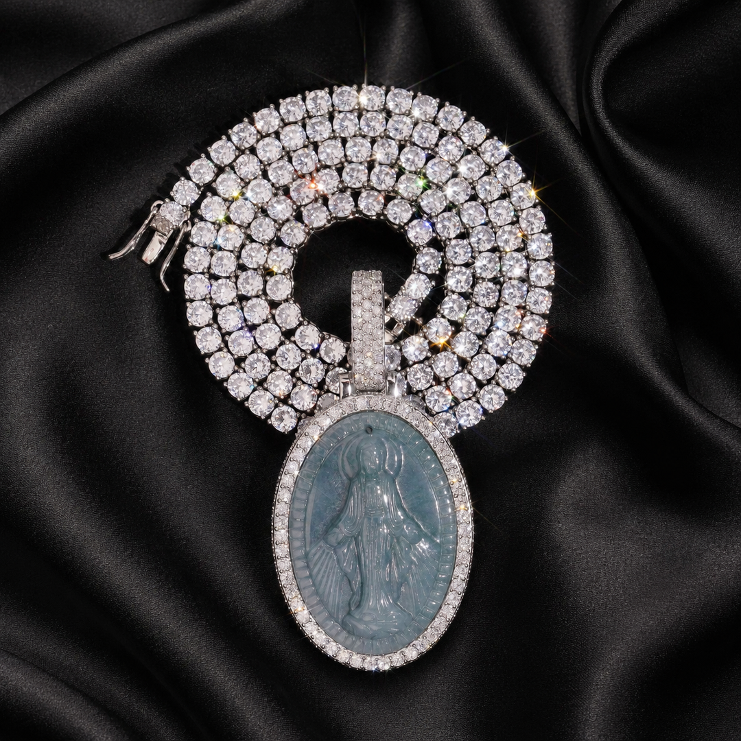 Jade Mary Pendant - Moissanite & S925 - ICECLIQUE JEWELRY 