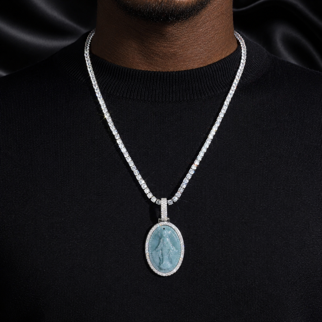 Jade Mary Pendant - Moissanite & S925 - ICECLIQUE JEWELRY 