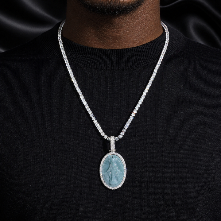 Jade Mary Pendant - Moissanite & S925 - ICECLIQUE JEWELRY 