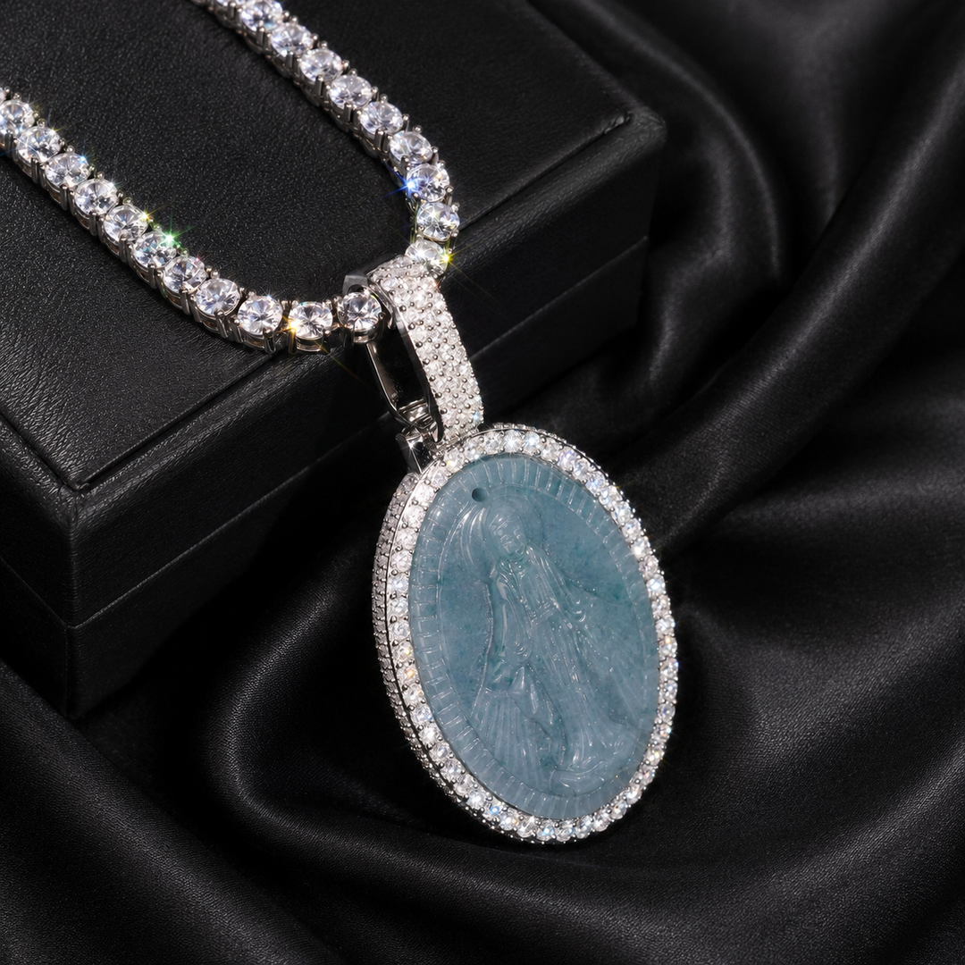 Jade Mary Pendant - Moissanite & S925 - ICECLIQUE JEWELRY 