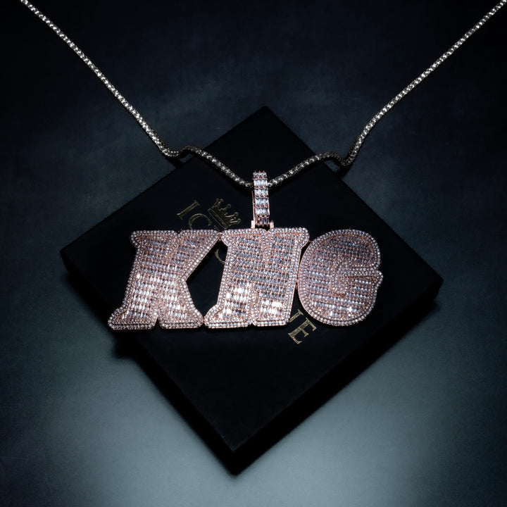 Custom Micro Pave Baguette Letter Pendant