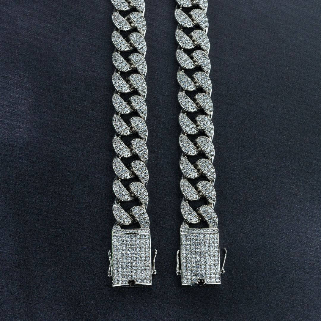 20mm Cuban Chain & Cuban Bracelet Bundle - Gold/White Gold - ICECLIQUE JEWELRY 