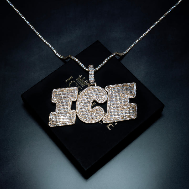 Custom Micro Pave Baguette Letter Pendant