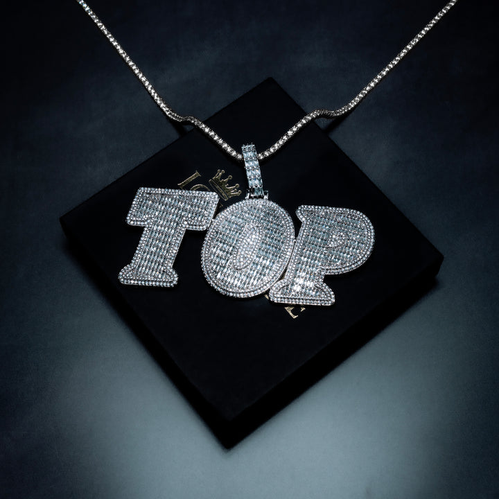 Custom Micro Pave Baguette Letter Pendant