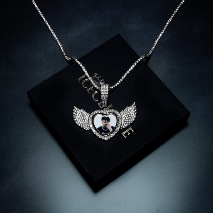 Winged Heart Rotating Custom Photo Pendant