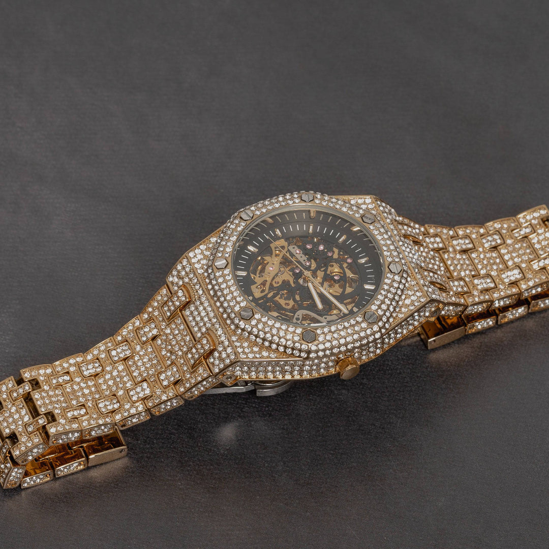Iced Out Skeleton Watch