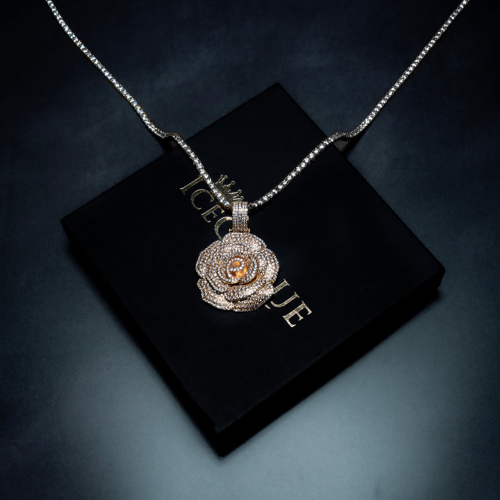 Micro Pave Rose Pendant - ICECLIQUE JEWELRY 