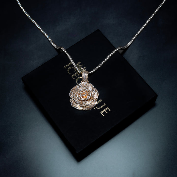Micro Pave Rose Pendant