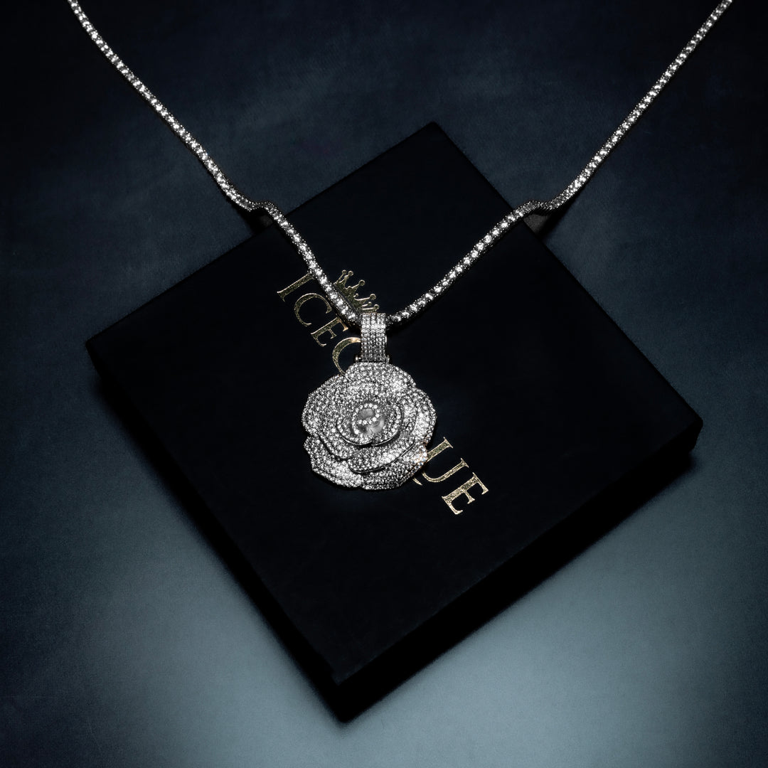 Micro Pave Rose Pendant