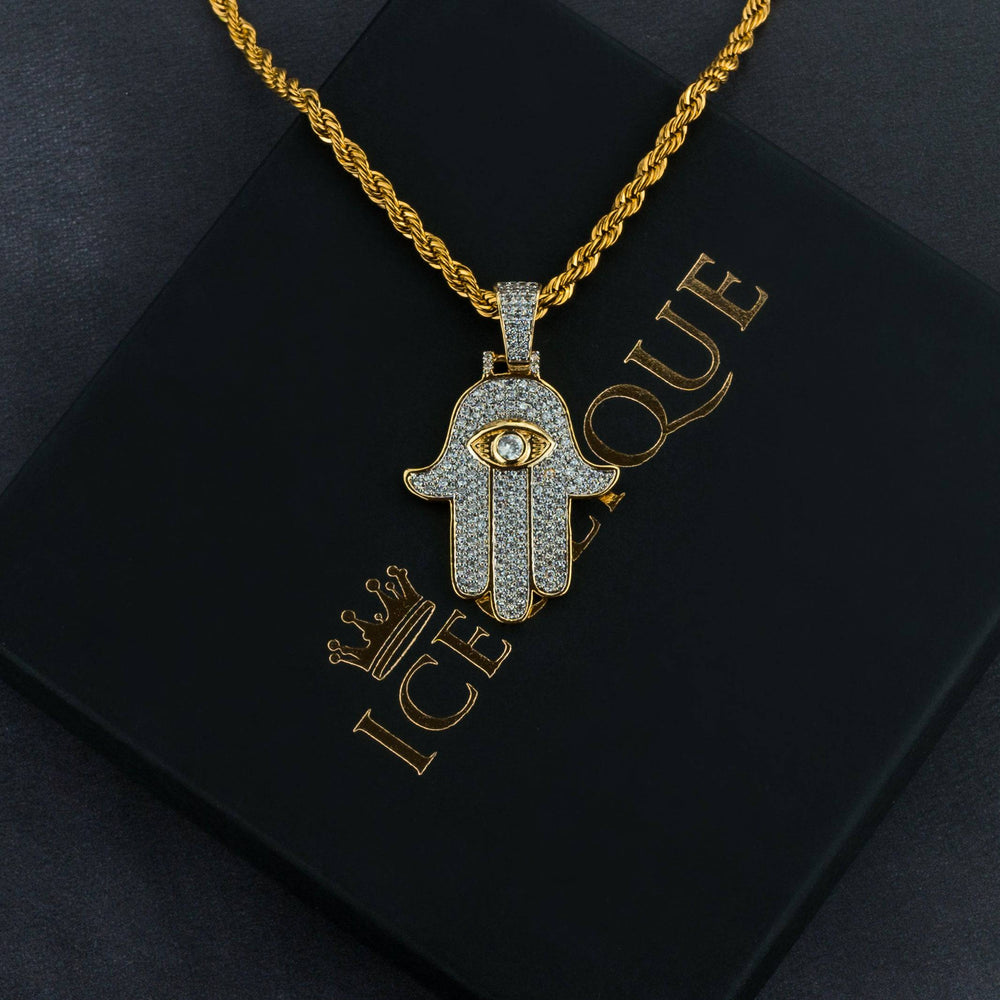 Iced Hamsa Pendant - ICECLIQUE JEWELRY 