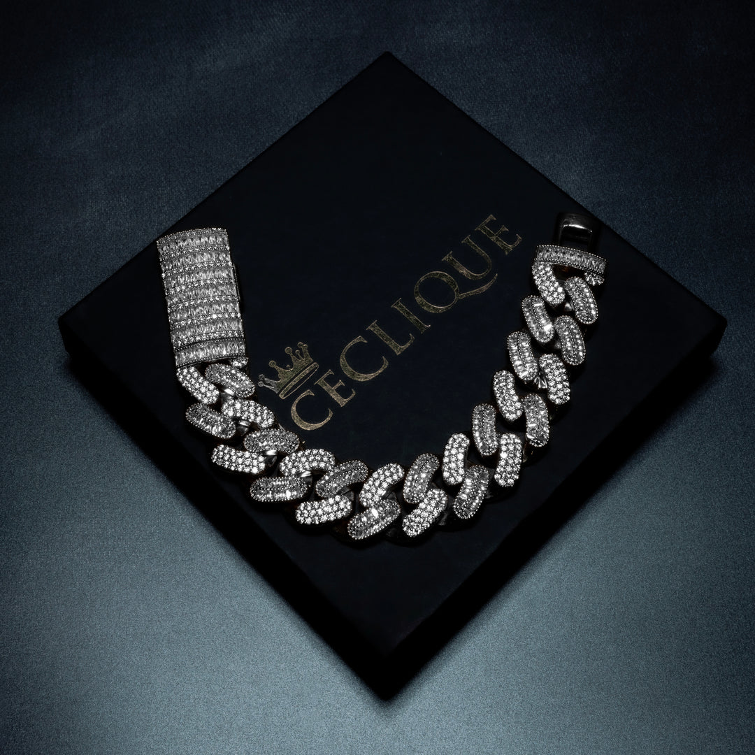 20MM Micro Pave Baguette Clasp Cuban Bracelet