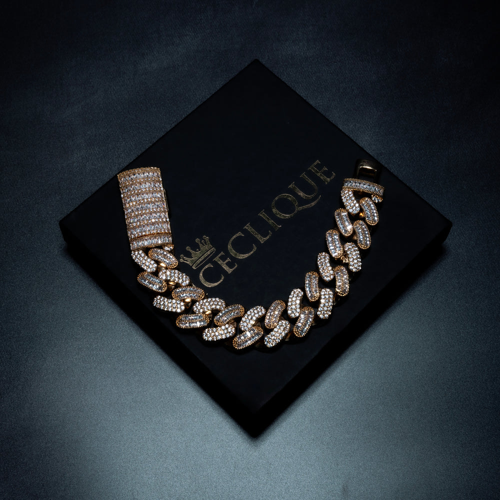 20MM Micro Pave Baguette Clasp Cuban Bracelet - ICECLIQUE JEWELRY 