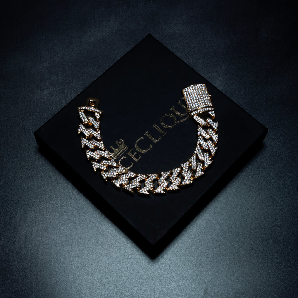 18MM Micro Pave Edged Cuban Bracelet - ICECLIQUE JEWELRY 