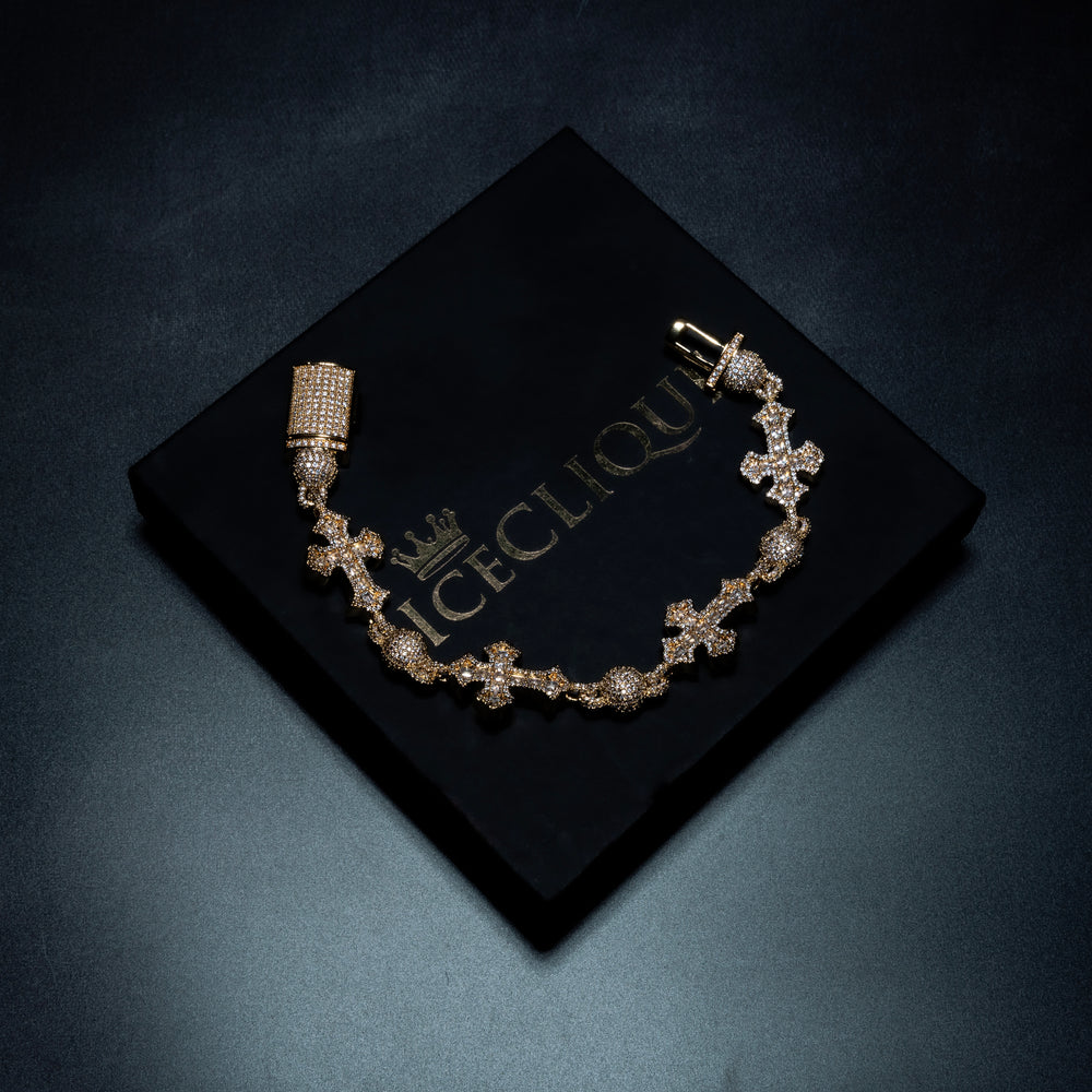 13MM Connected Cross Bracelet - ICECLIQUE JEWELRY 