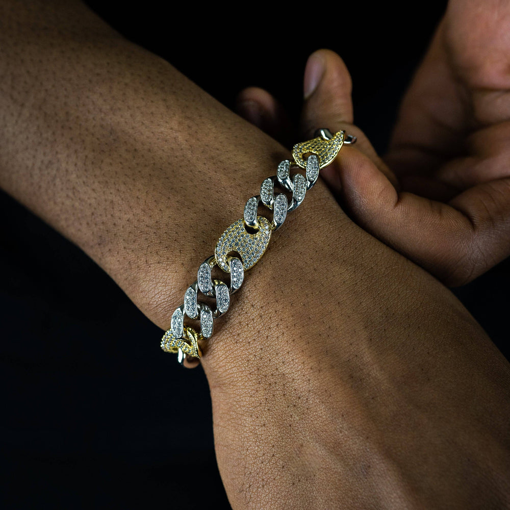 12mm Mixed Color Cuban Bracelet - ICECLIQUE JEWELRY 
