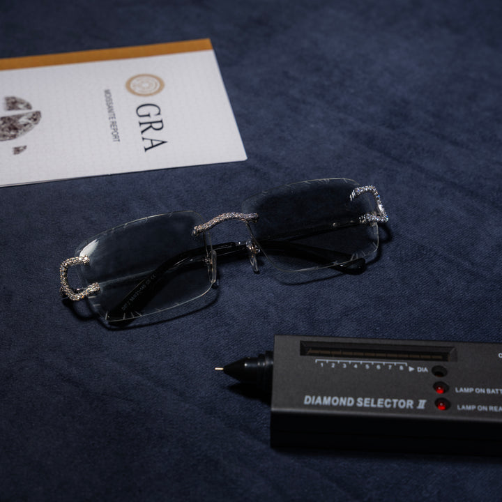 Clear Lens Rimless Iced Glasses - Moissanite & S925
