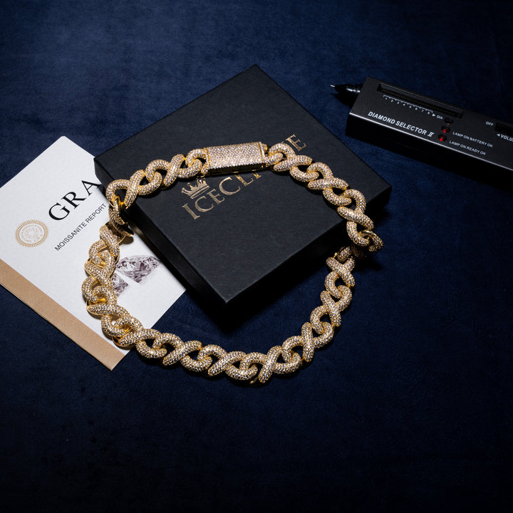 18MM Infinity Link Cuban Chain - Moissanite & S925