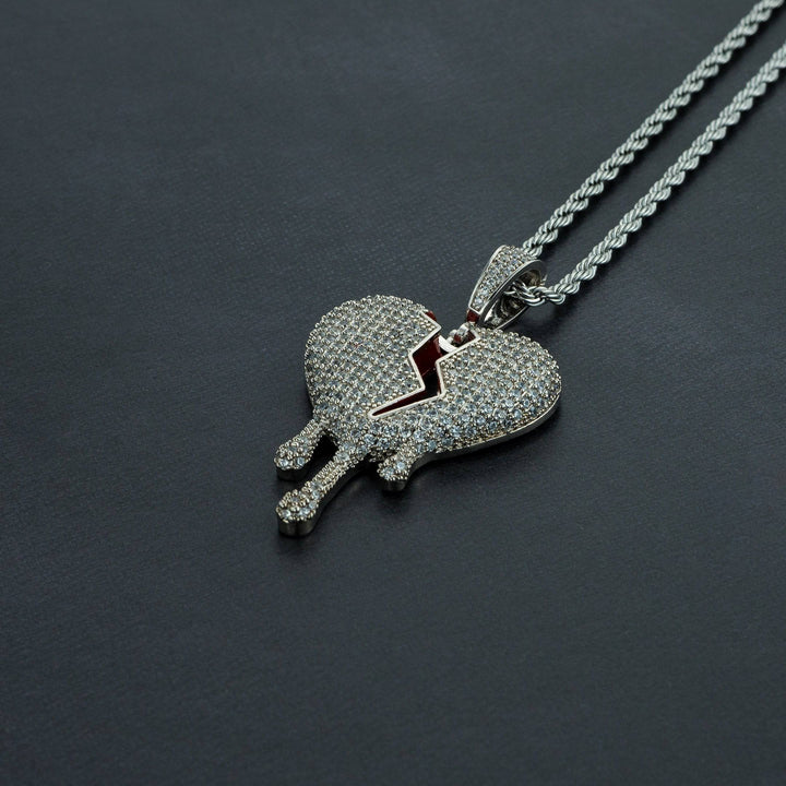 Iced Dripping Heart Pendant