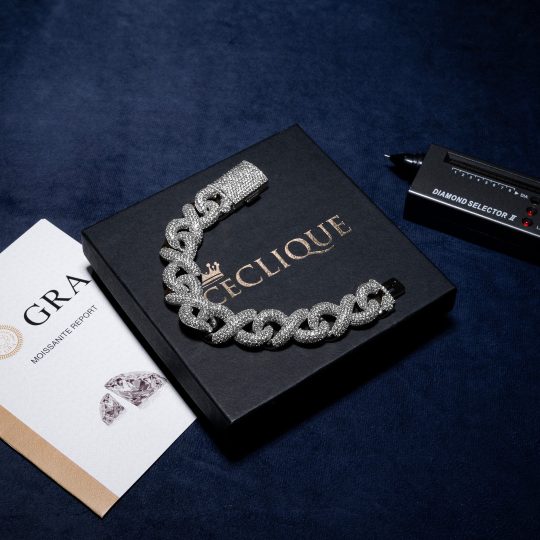 18MM Infinity Link Cuban Bracelet - Moissanite & S925