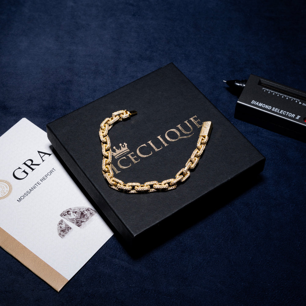 8MM Mariner Link Bracelet - Moissanite & S925 - ICECLIQUE JEWELRY 