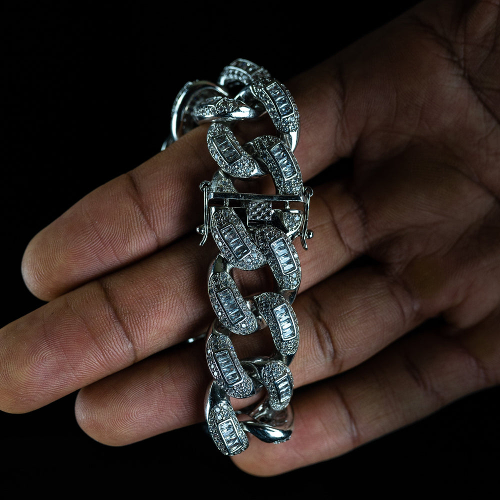 22mm Baguette Cuban Bracelet - ICECLIQUE JEWELRY 