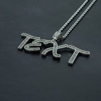 Custom Cursive Baguette Letter Pendant
