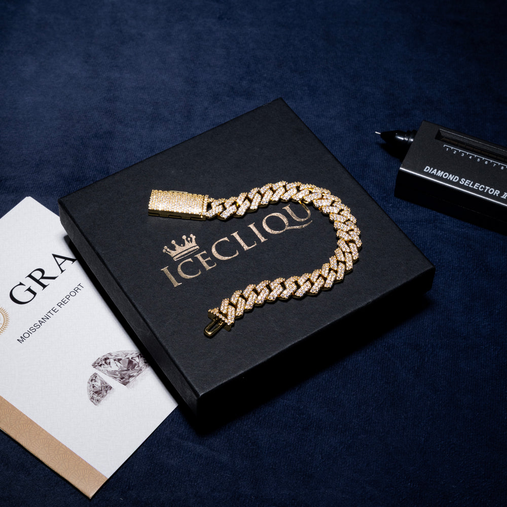 12MM Cuban Bracelet - Moissanite & S925 - ICECLIQUE JEWELRY 
