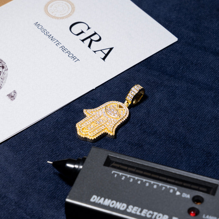 Hamsa Pendant - Moissanite & S925