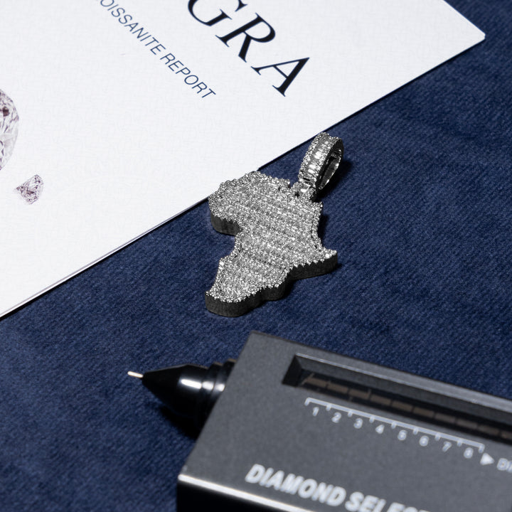 Baguette Africa Pendant - Moissanite & S925