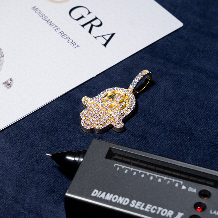Hamsa Pendant - Moissanite & S925