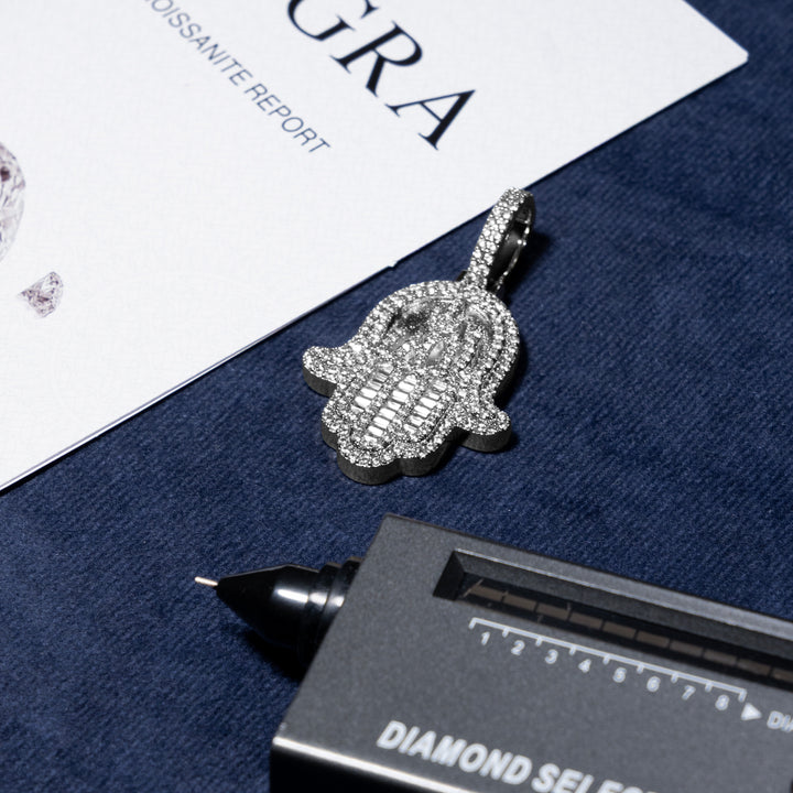 Hamsa Pendant - Moissanite & S925