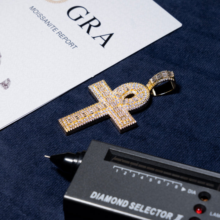 Baguette Ankh Pendant - Moissanite & S925
