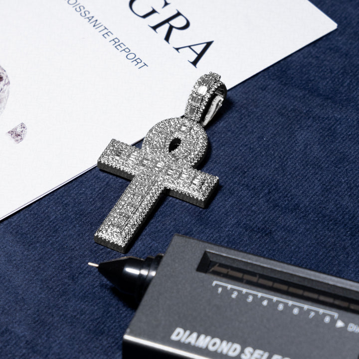 Baguette Ankh Pendant - Moissanite & S925